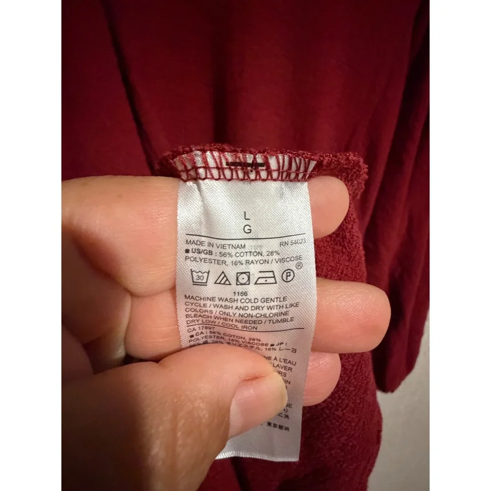 Banana Republic‎ Womens Large Red Balloon Sleeve Textured Knit Blouse Top Boho